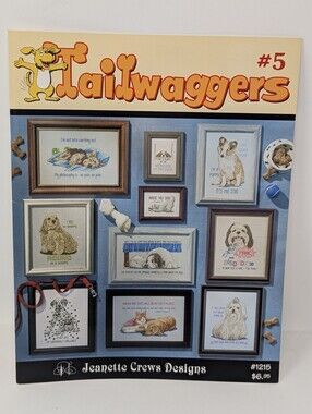 Tailwaggers 5 Dog Puppy Cross Stitch Pattern Book Jeanette Crews Designs #1215